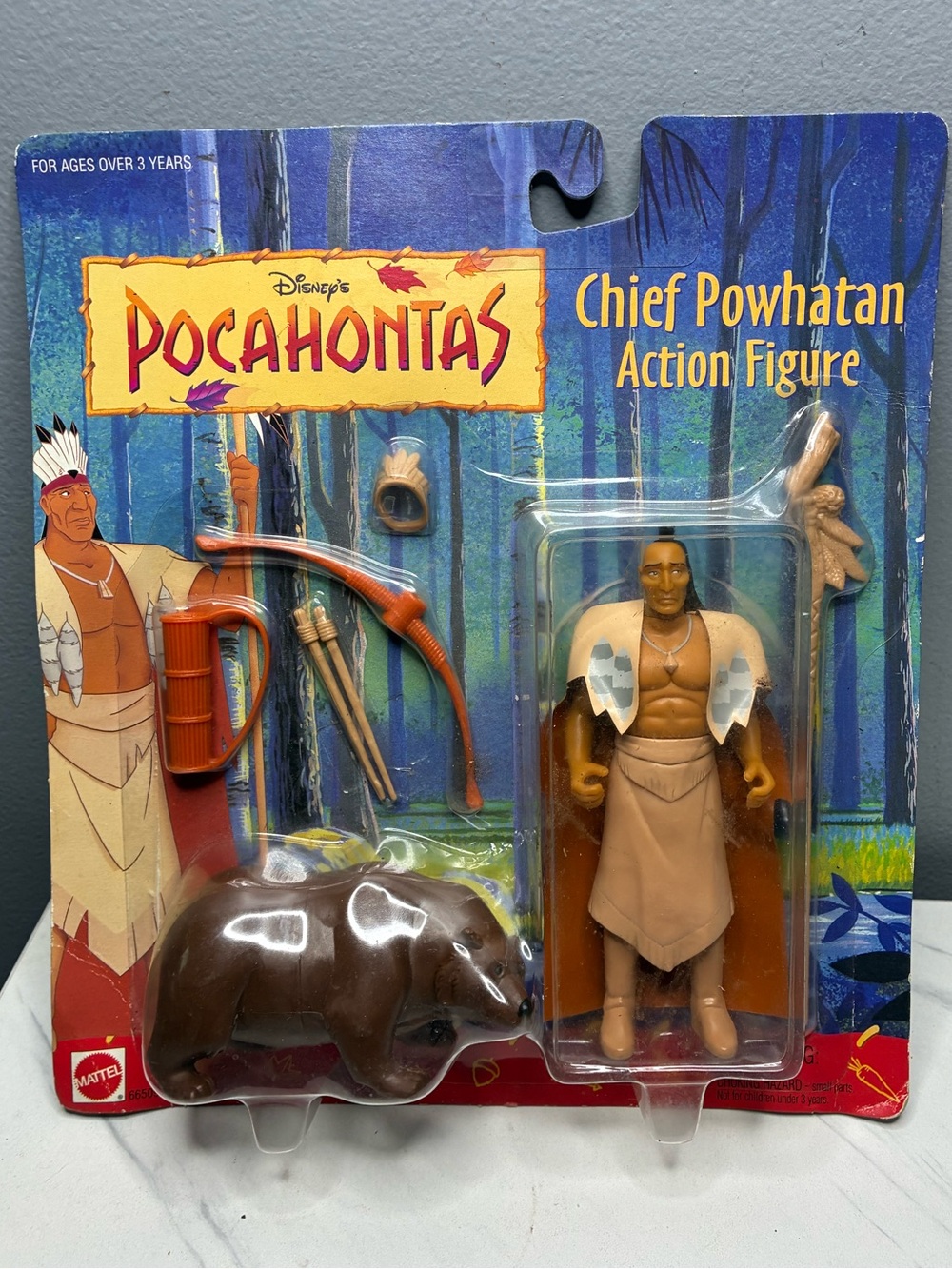1995 Disney Pocahontas Chief Powhatan Action Figure Bear Mattel Sealed